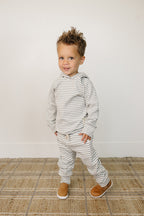 Grey Striped Hooded Set