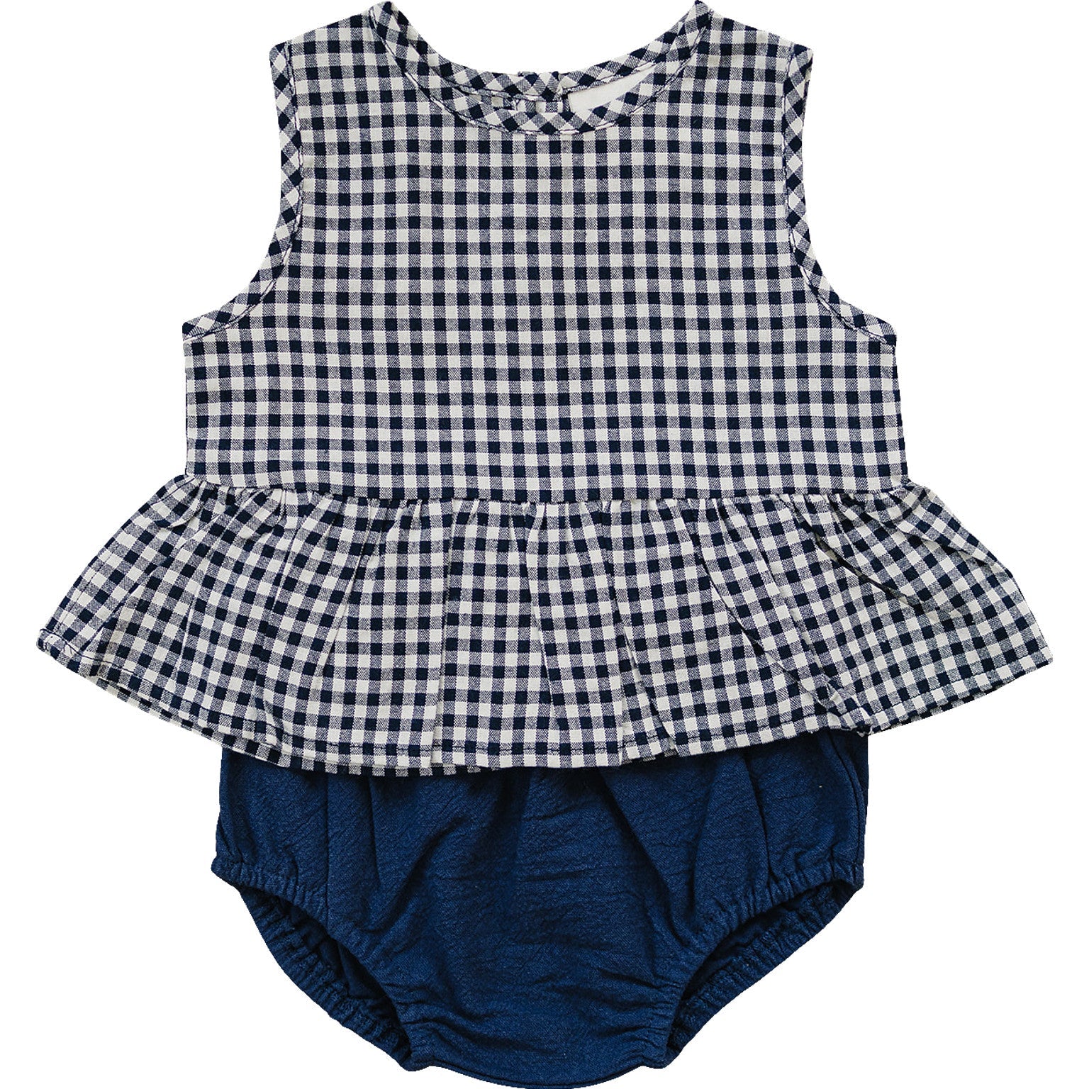 Baby Girl Navy Gingham Peplum Set