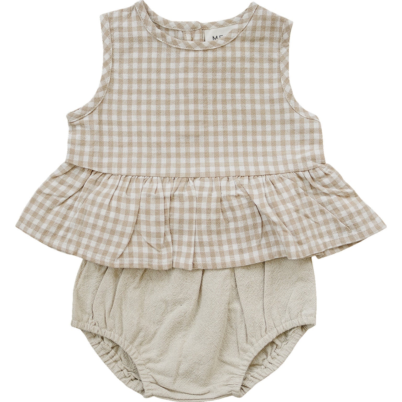 Baby Girl Oatmeal Gingham Peplum Set