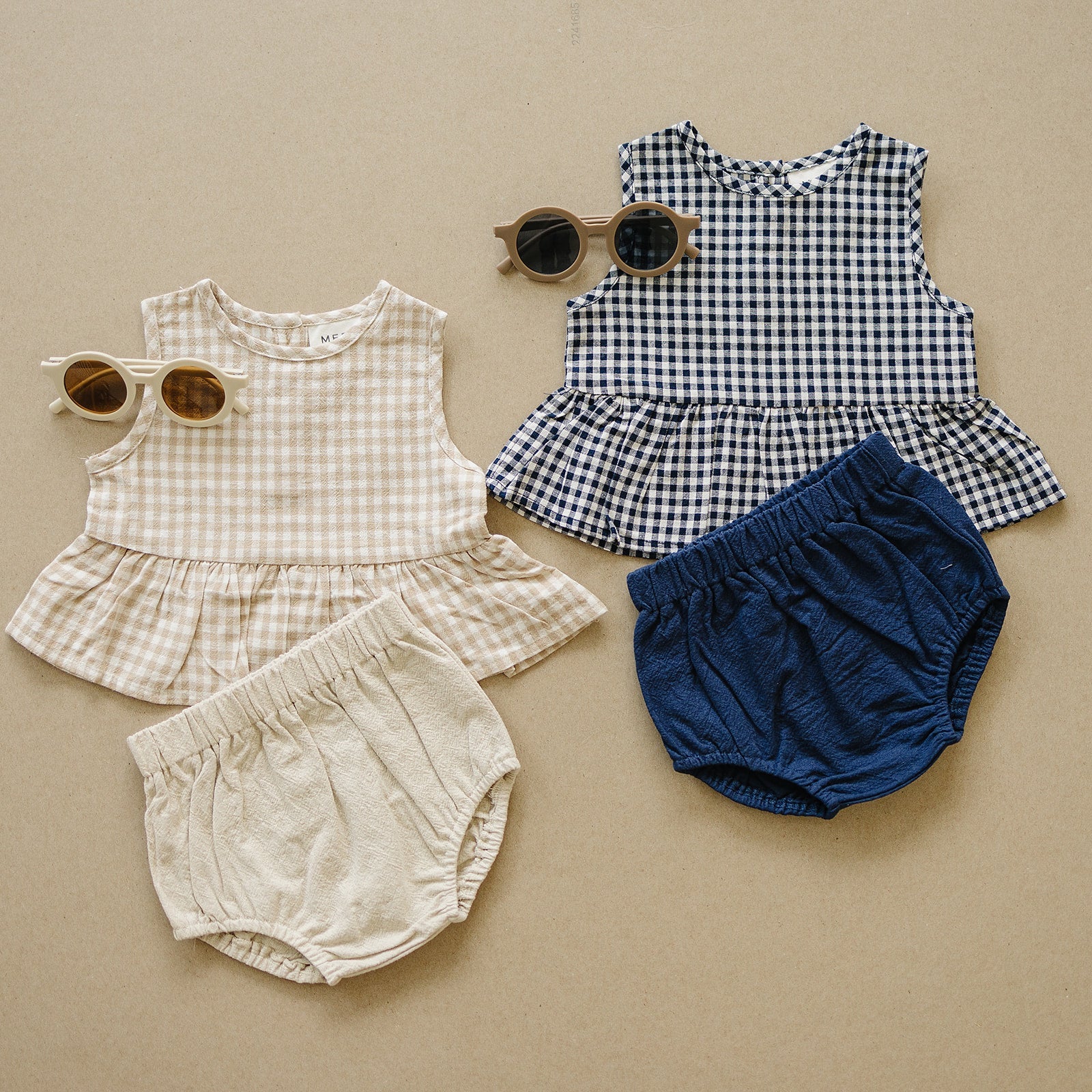 Baby Girl Navy Gingham Peplum Set