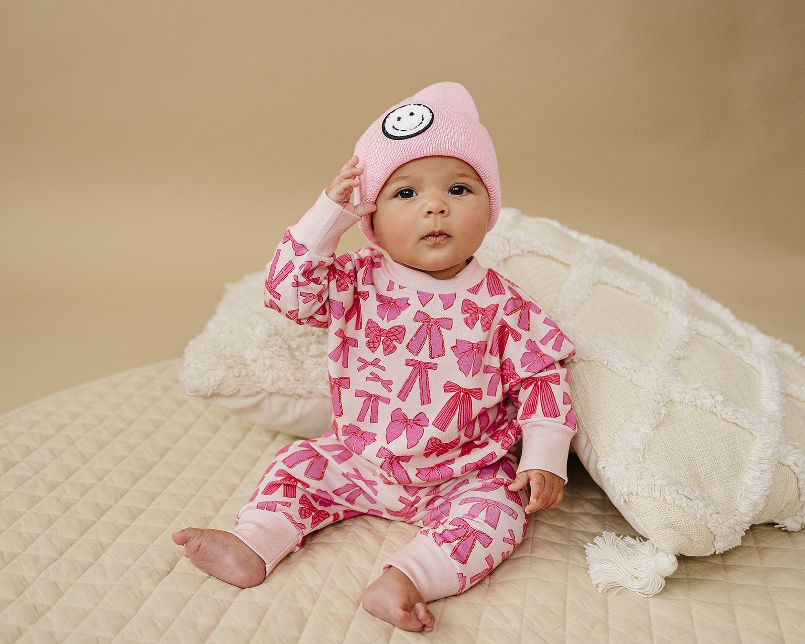 Pink Smiley Beanie