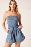 A BAR SONG DENIM ROMPER - Blissfully Lavender BoutiqueFlying Tomato