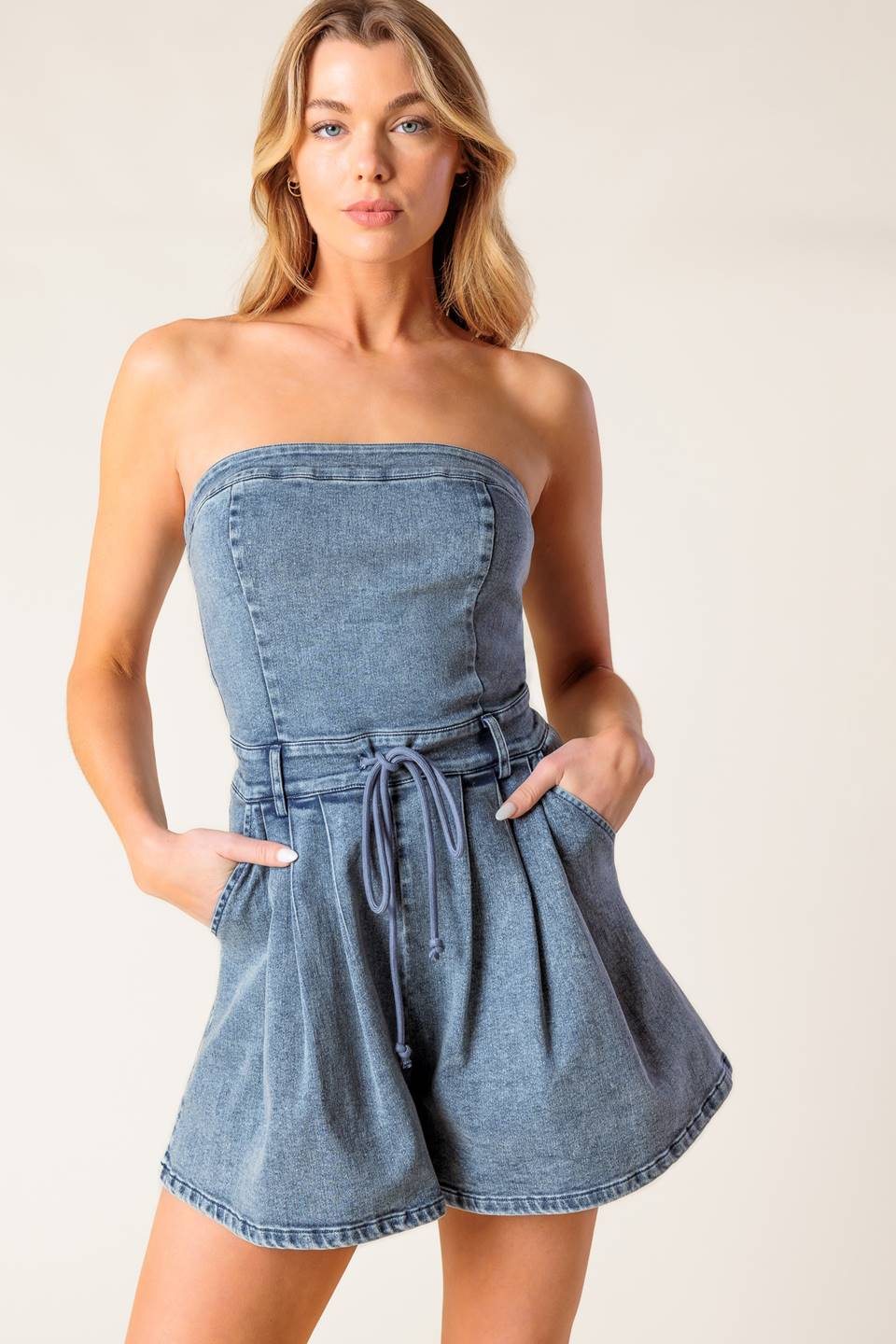A BAR SONG DENIM ROMPER - Blissfully Lavender BoutiqueFlying Tomato