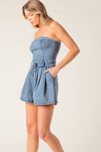A BAR SONG DENIM ROMPER - Blissfully Lavender BoutiqueFlying Tomato