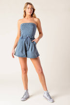 A BAR SONG DENIM ROMPER - Blissfully Lavender BoutiqueFlying Tomato