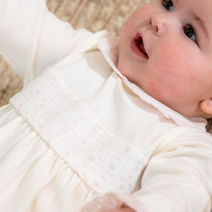 Adina Ivory & Pink Organic Cotton Footie