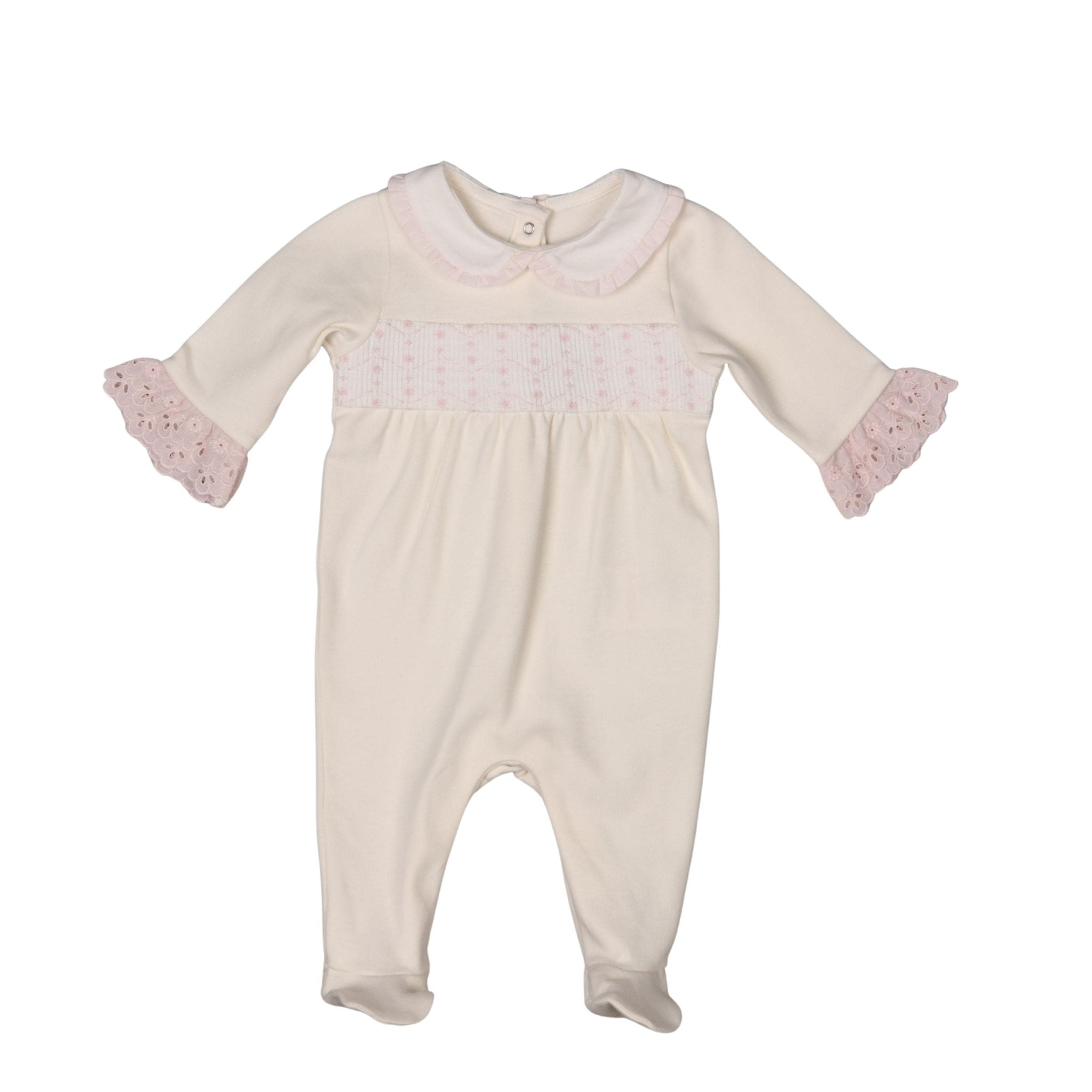 Adina Ivory & Pink Organic Cotton Footie - Blissfully Lavender BoutiqueBebe Sweeny
