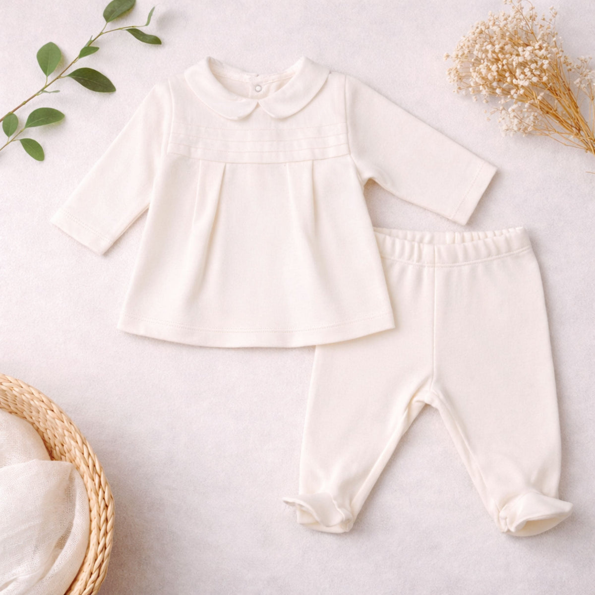 ALBAN | Baby Boys Ivory Organic Cotton All-in-One Set