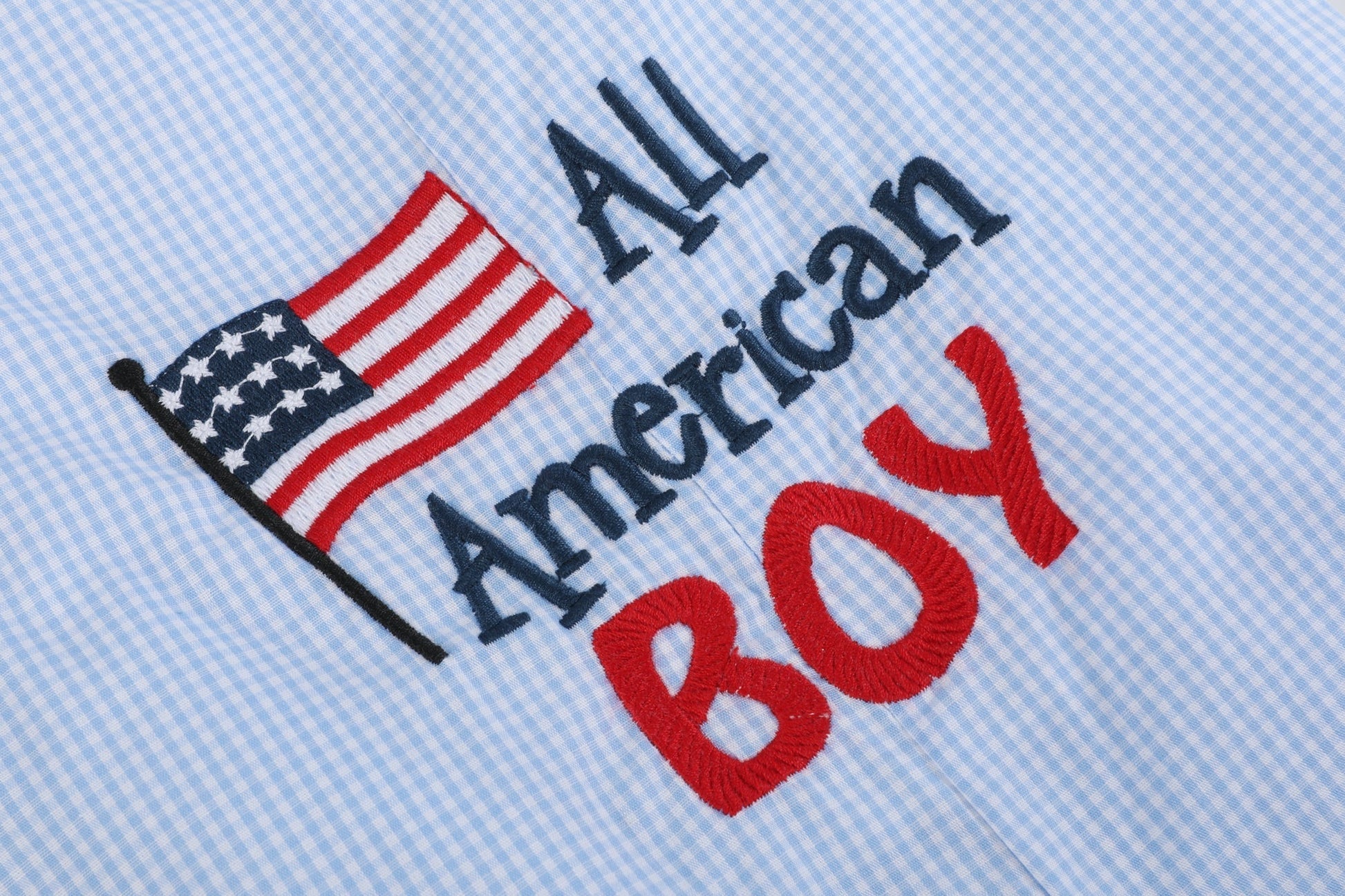 Blue Gingham Shortalls – All American Boy