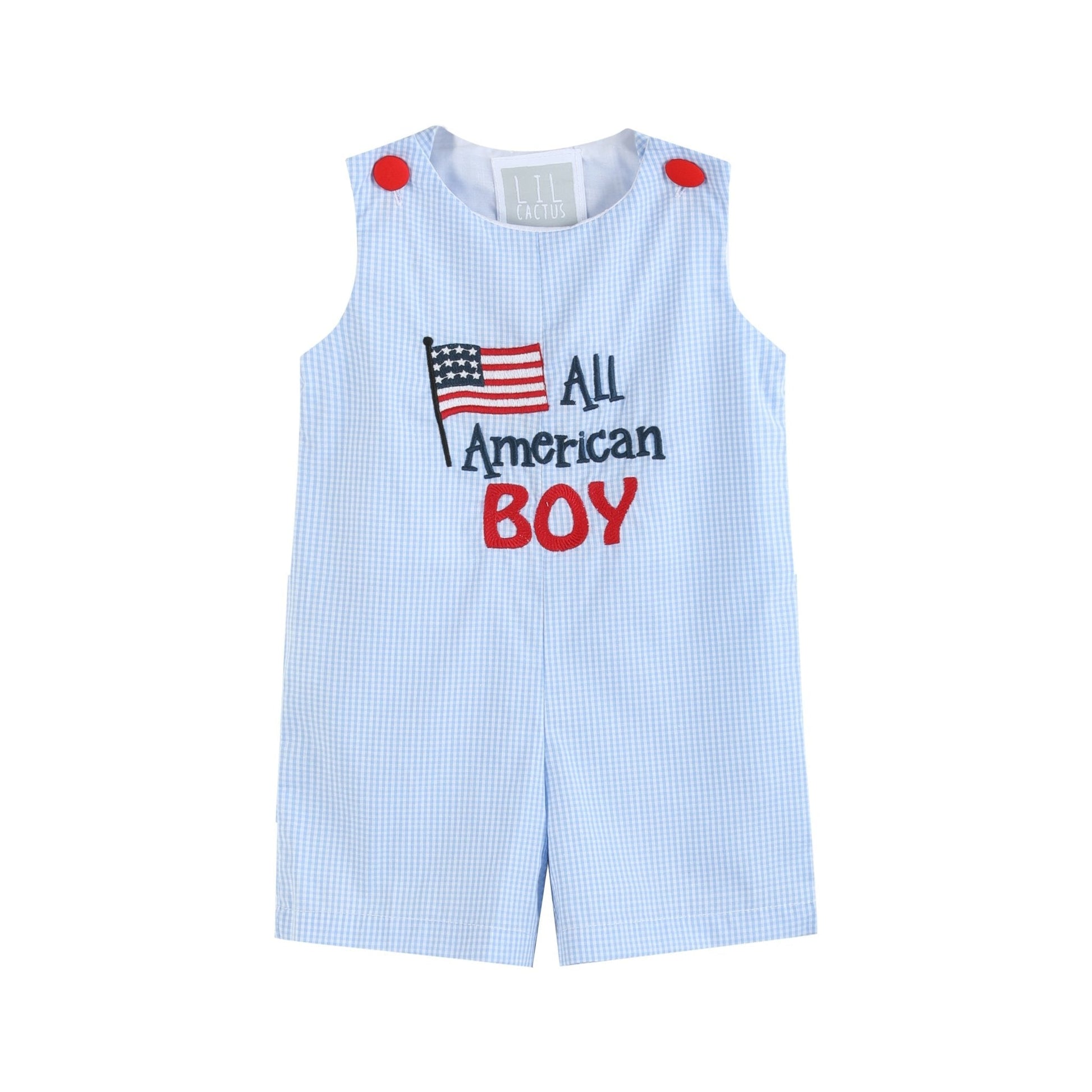 Blue Gingham Shortalls – All American Boy