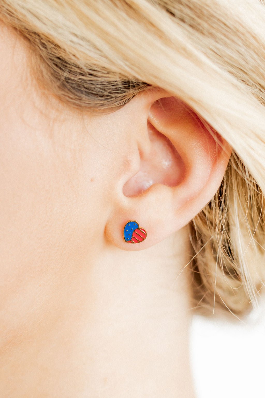 American Heart Stud Earrings – Screwback Gold - Blissfully Lavender BoutiqueShop LINNY CO