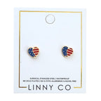American Heart Stud Earrings – Screwback Gold - Blissfully Lavender BoutiqueShop LINNY CO