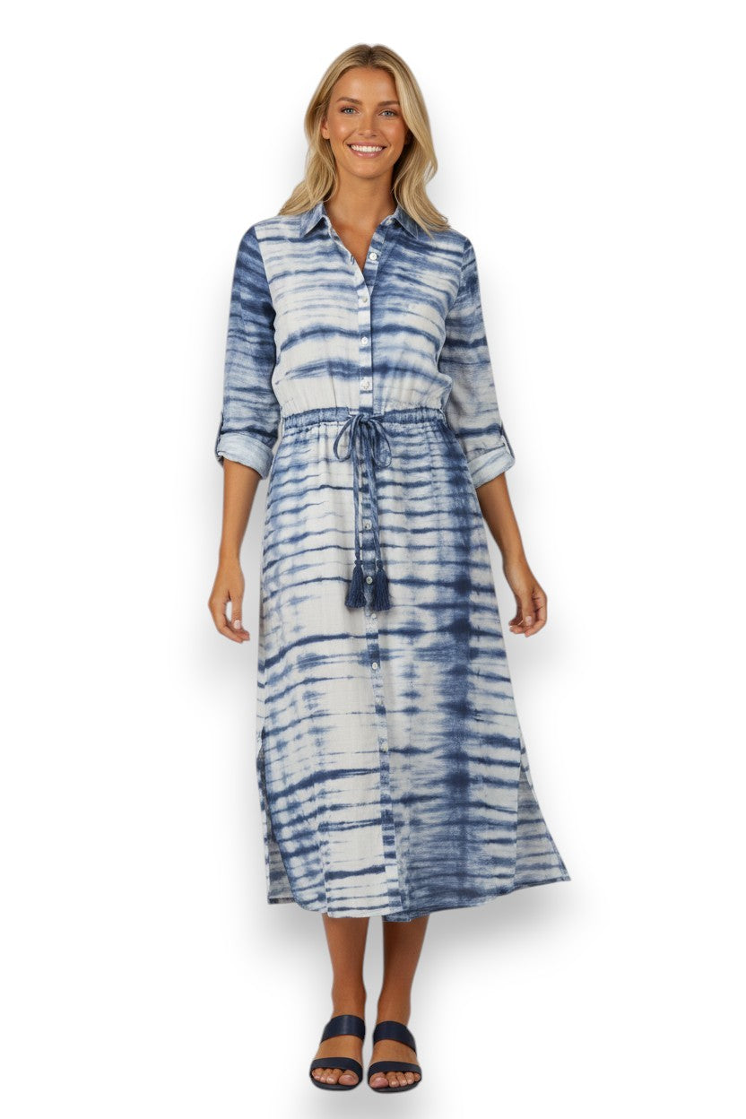 Anais Women's Shirtdress Navy Shibori