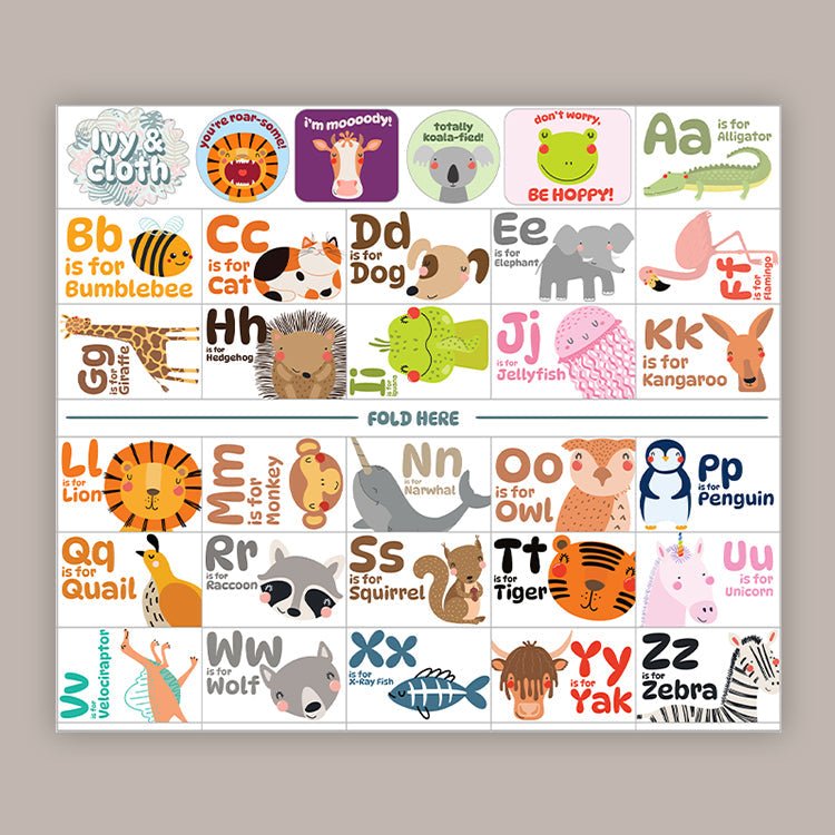 Animal Alphabet (Sticker Sheet) - Blissfully Lavender BoutiqueIvy + Cloth
