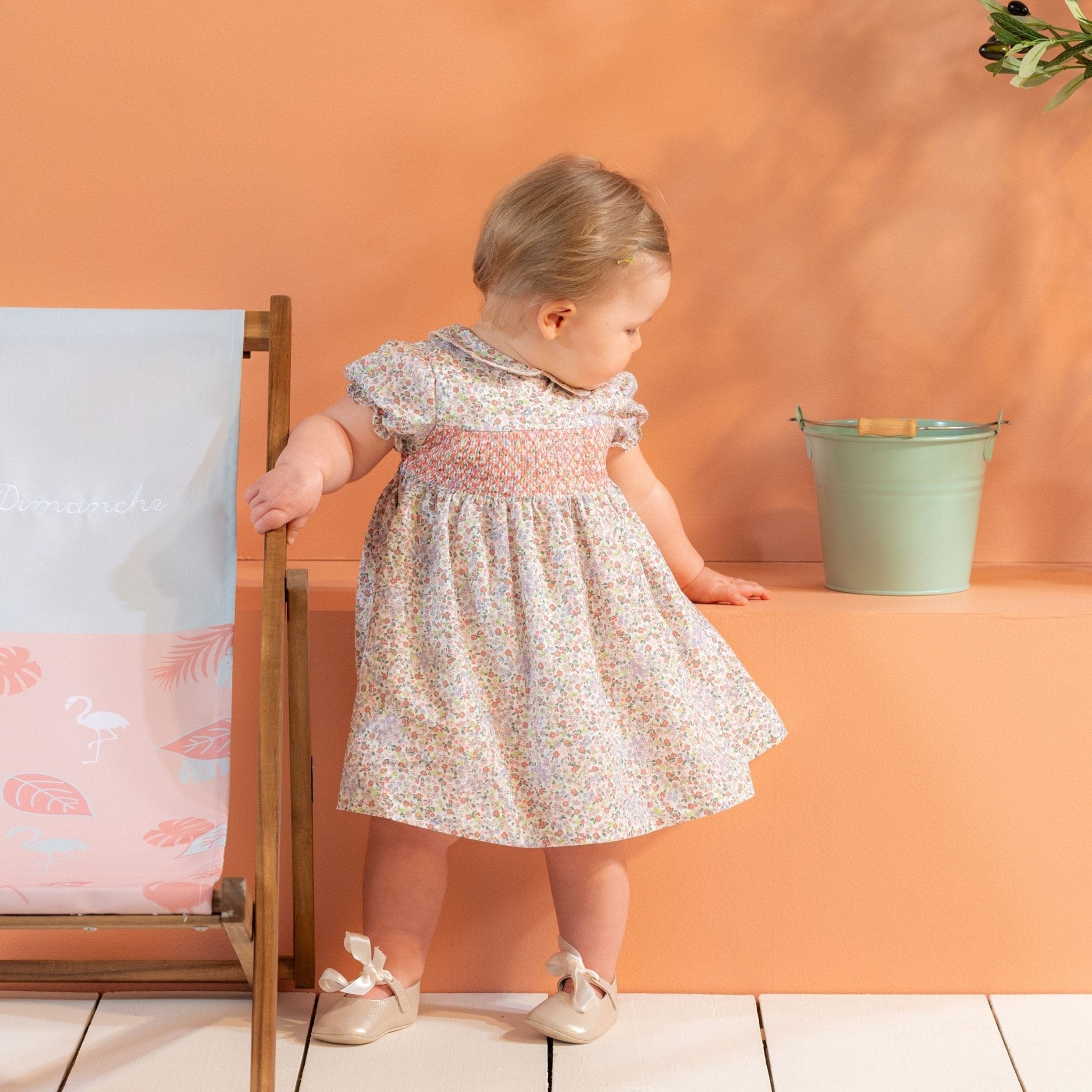 Anna Pink Smocked Floral Dress - Blissfully Lavender BoutiqueBebe Sweeny