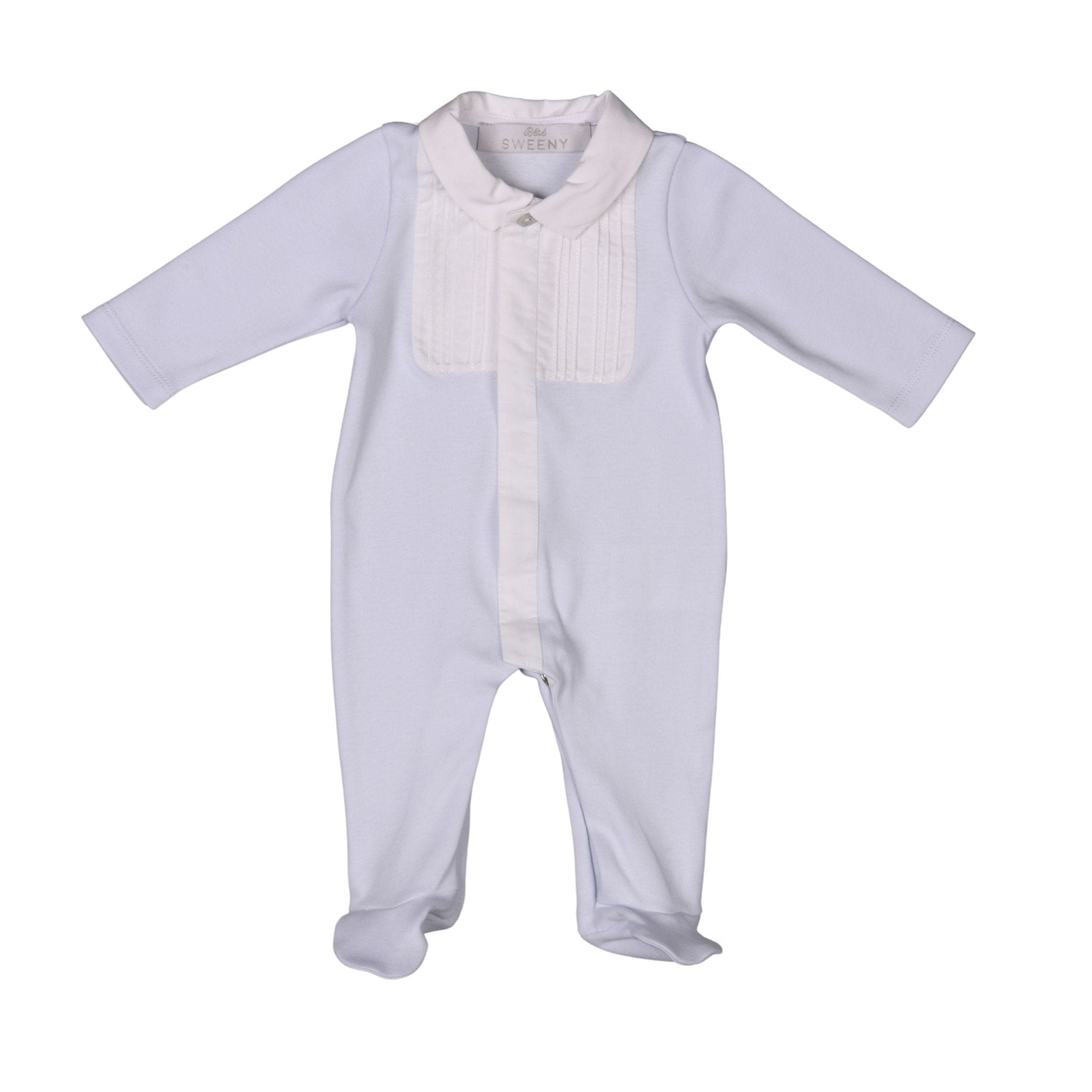 Arthur Blue & White Organic Cotton Footie - Blissfully Lavender BoutiqueBebe Sweeny