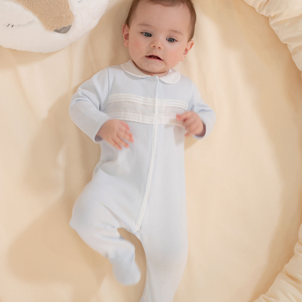 Ary Blue & White Organic Cotton Footie