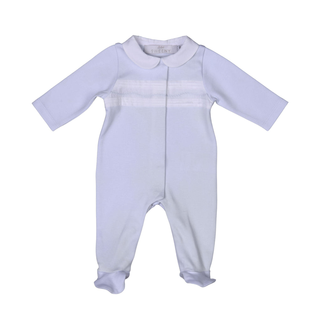 Ary Blue & White Organic Cotton Footie