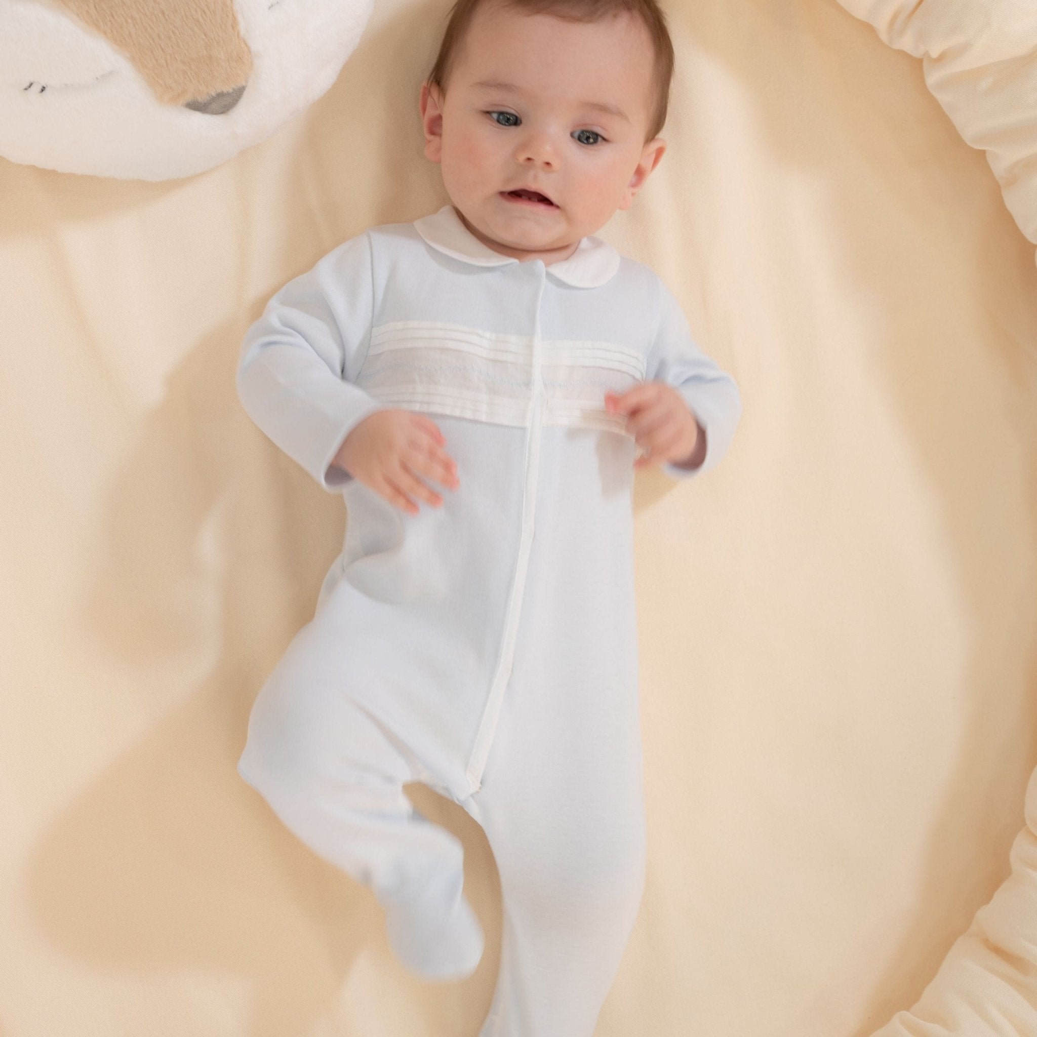 Ary Blue & White Organic Cotton Footie - Blissfully Lavender BoutiqueBebe Sweeny