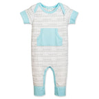 Baby Boy Aqua Wave Kangaroo Pima Cotton Romper - Blissfully Lavender BoutiqueFeather Baby