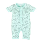 Baby Boy Big Fish on Aqua Pima Cotton Henley Romper - Blissfully Lavender BoutiqueFeather Baby