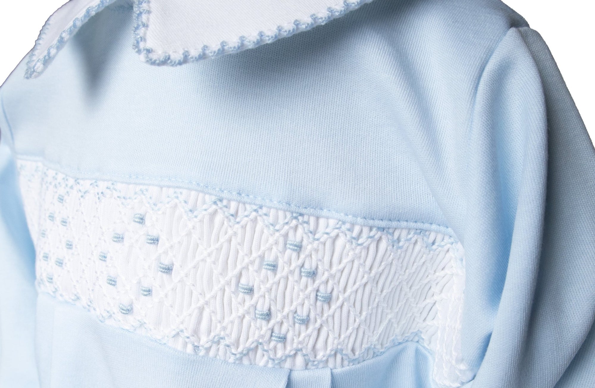 Baby Boy Lt.Blue Smocked Pima CottonDay Gown - Blissfully Lavender BoutiqueCuclie