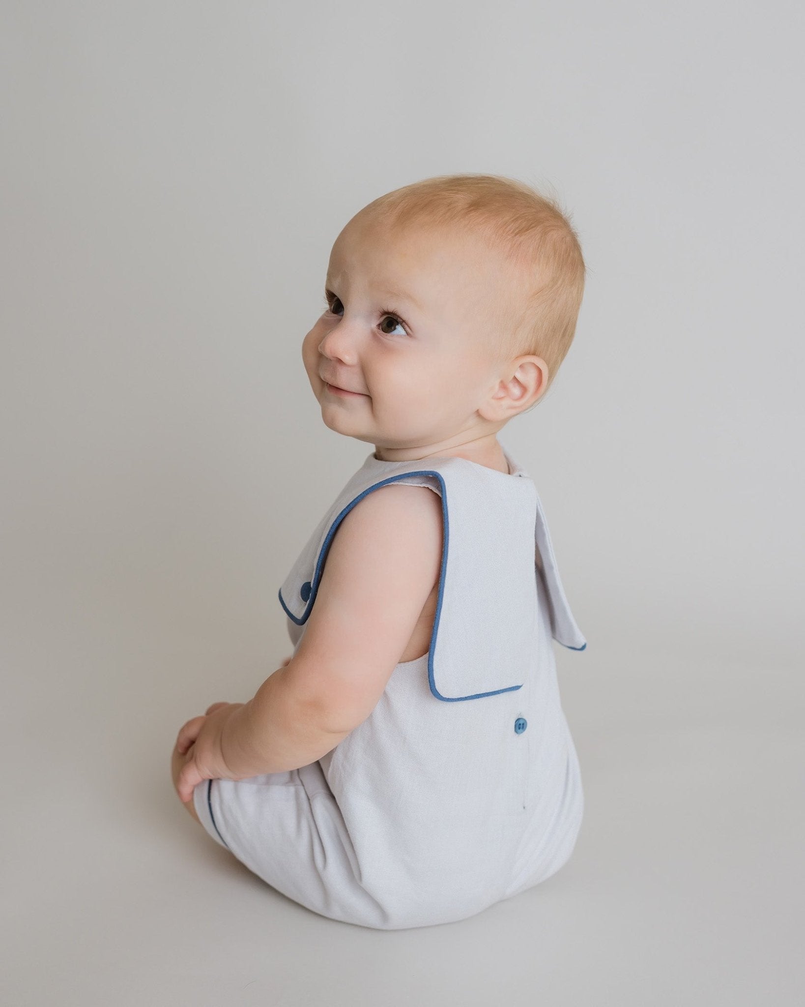Baby Boy Oliver Nautical Linen One Piece Romper - Blissfully Lavender BoutiqueCuclie