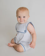 Baby Boy Oliver Nautical Linen One Piece Romper - Blissfully Lavender BoutiqueCuclie