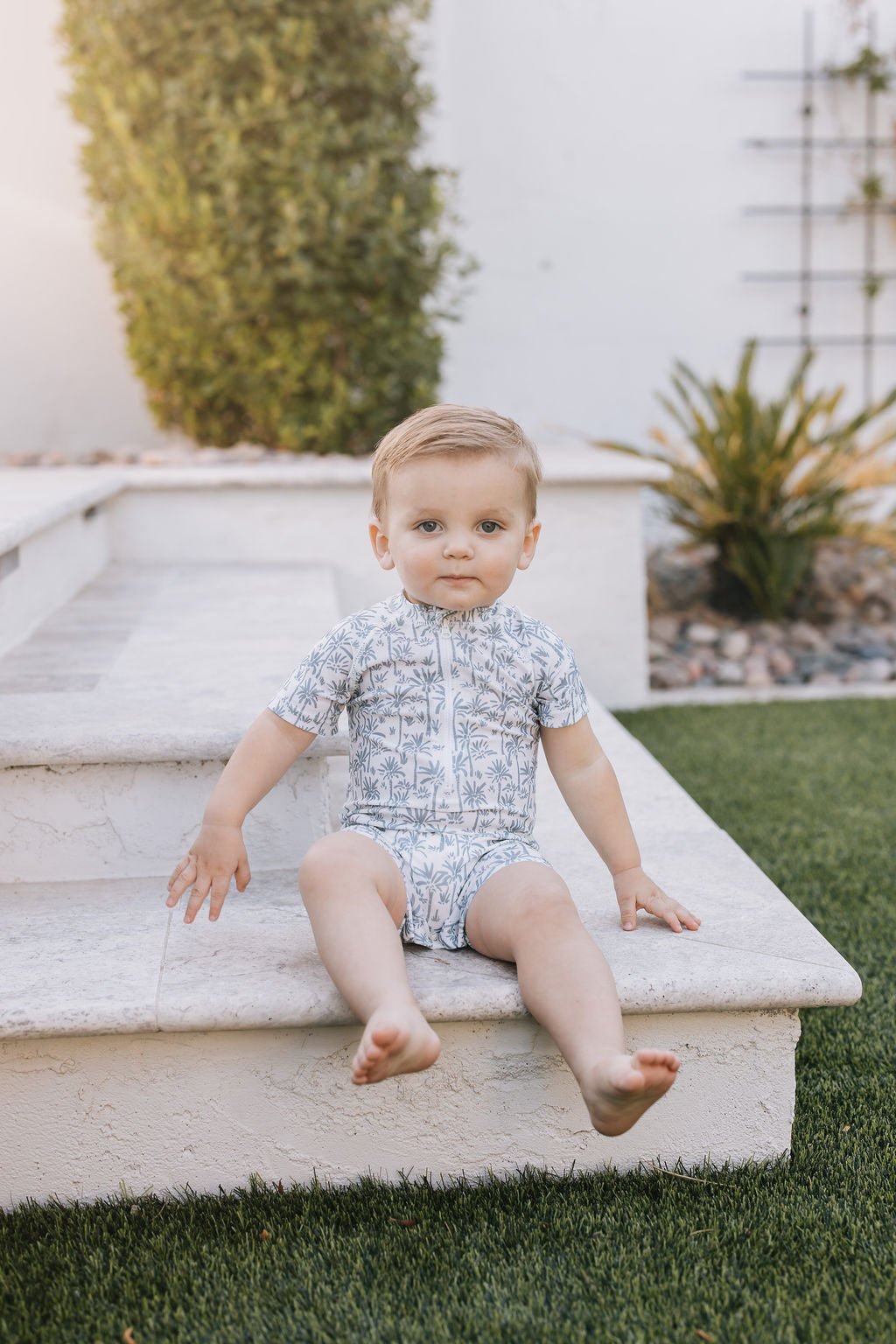 Baby Boy Palm Tree Zipper Swimsuit - Blissfully Lavender BoutiqueMebie Baby