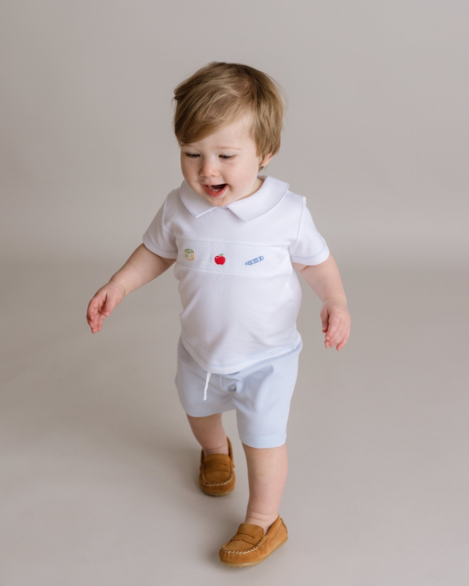 Baby Boy School Days Pima Cotton Short Play Set - Blissfully Lavender BoutiqueCuclie