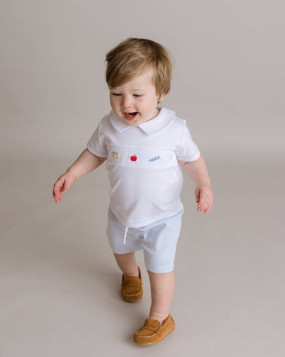 Baby Boy School Days Pima Cotton Short Play Set - Blissfully Lavender BoutiqueCuclie