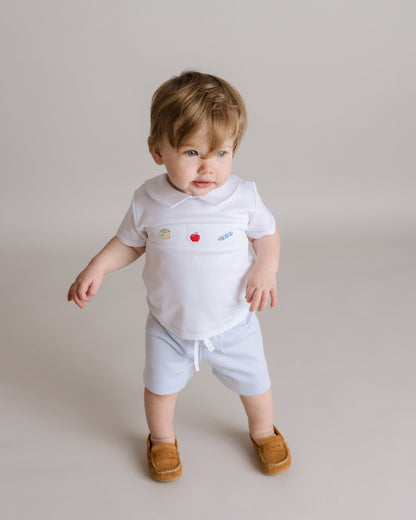 Baby Boy School Days Pima Cotton Short Play Set - Blissfully Lavender BoutiqueCuclie