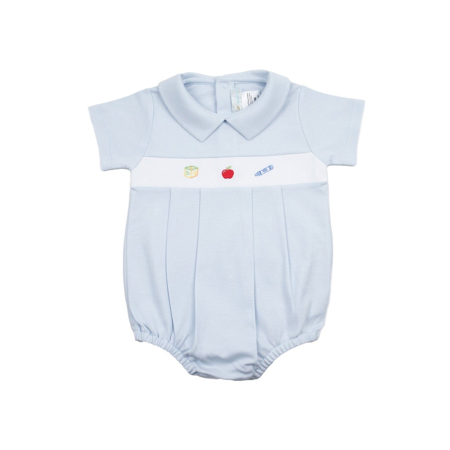 Baby Boy School Days Pointed Collar Bubble Romper - Blissfully Lavender BoutiqueCuclie