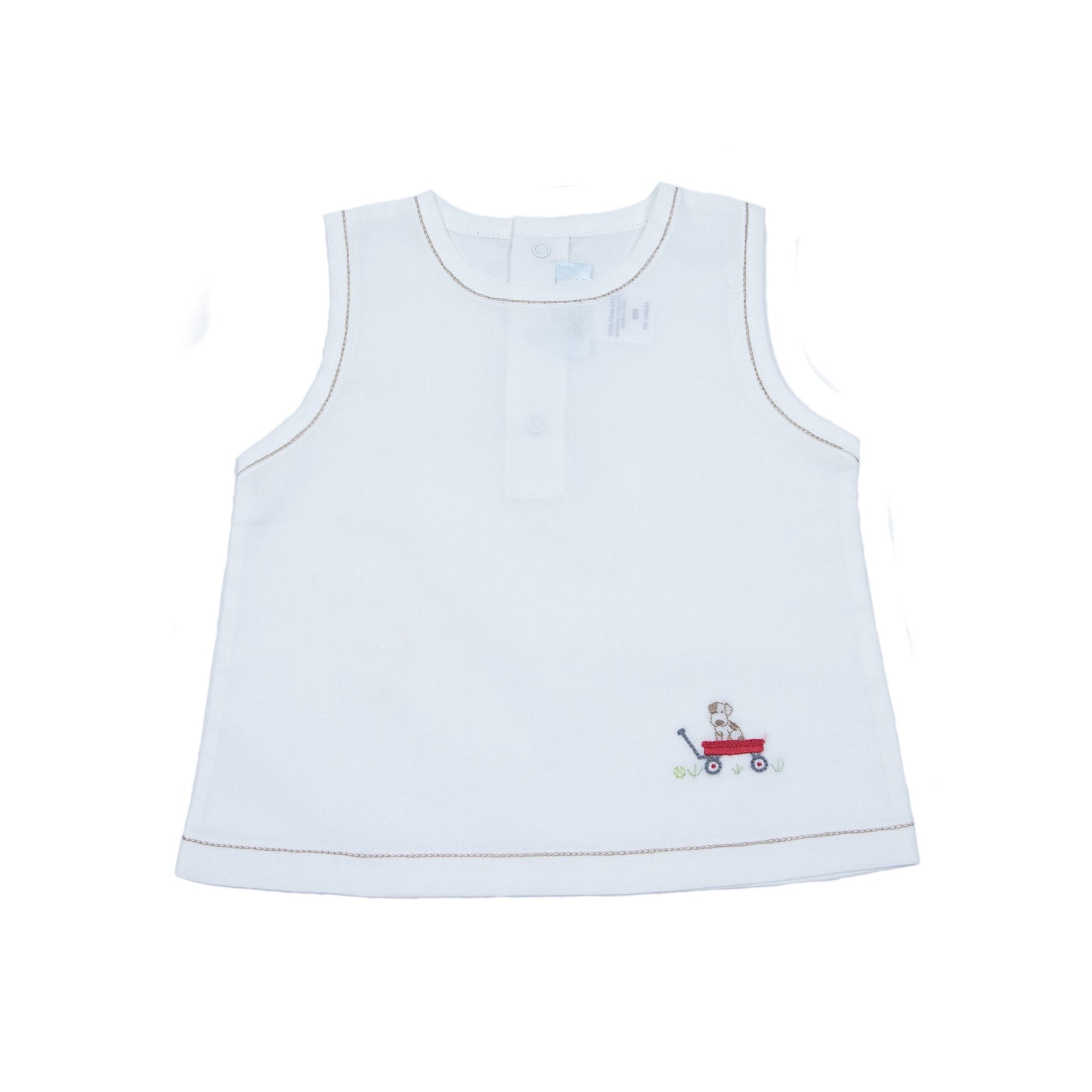 Baby Boy White Puppy Pima Cotton Batiste Diaper Set - Blissfully Lavender BoutiqueCuclie