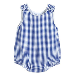 Baby Classic Dark Blue Gingham Bubble Romper - Blissfully Lavender BoutiqueLil Cactus