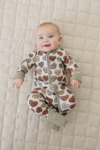 Baby Conversation Hearts Ribbed Bamboo Zipper Pajama - Blissfully Lavender BoutiqueMebie Baby