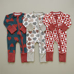 Baby Conversation Hearts Ribbed Bamboo Zipper Pajama - Blissfully Lavender BoutiqueMebie Baby