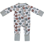 Baby Conversation Hearts Ribbed Bamboo Zipper Pajama - Blissfully Lavender BoutiqueMebie Baby