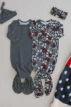 Baby Girl Americana Floral Bamboo Knot Gown - Blissfully Lavender BoutiqueMebie Baby