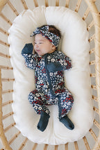 Baby Girl Americana Floral Ribbed Bamboo Zipper Pajama - Blissfully Lavender BoutiqueMebie Baby