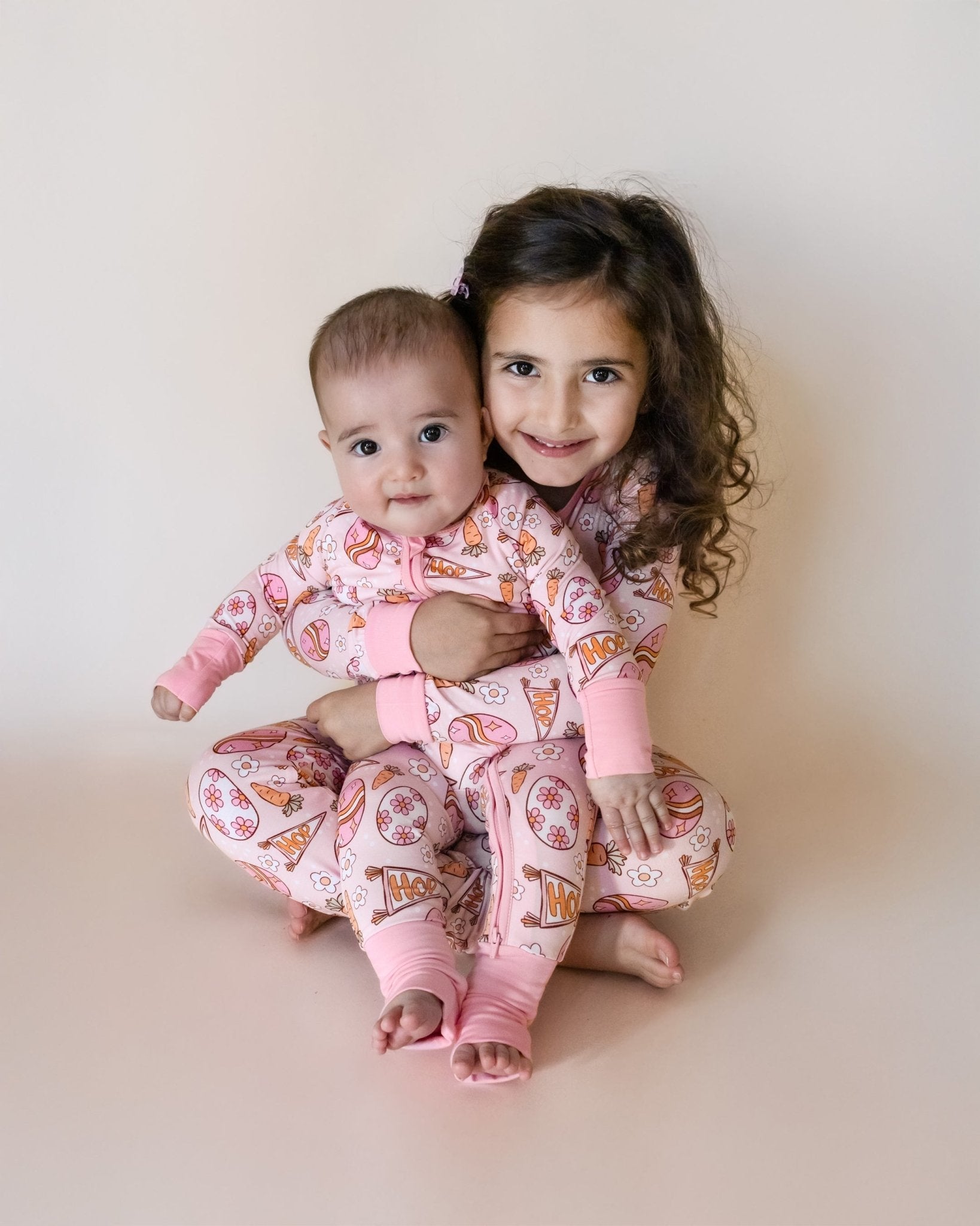 Baby Girl Easter Hop Bamboo Zip Pajama Romper - Blissfully Lavender BoutiqueLUCKY PANDA KIDS