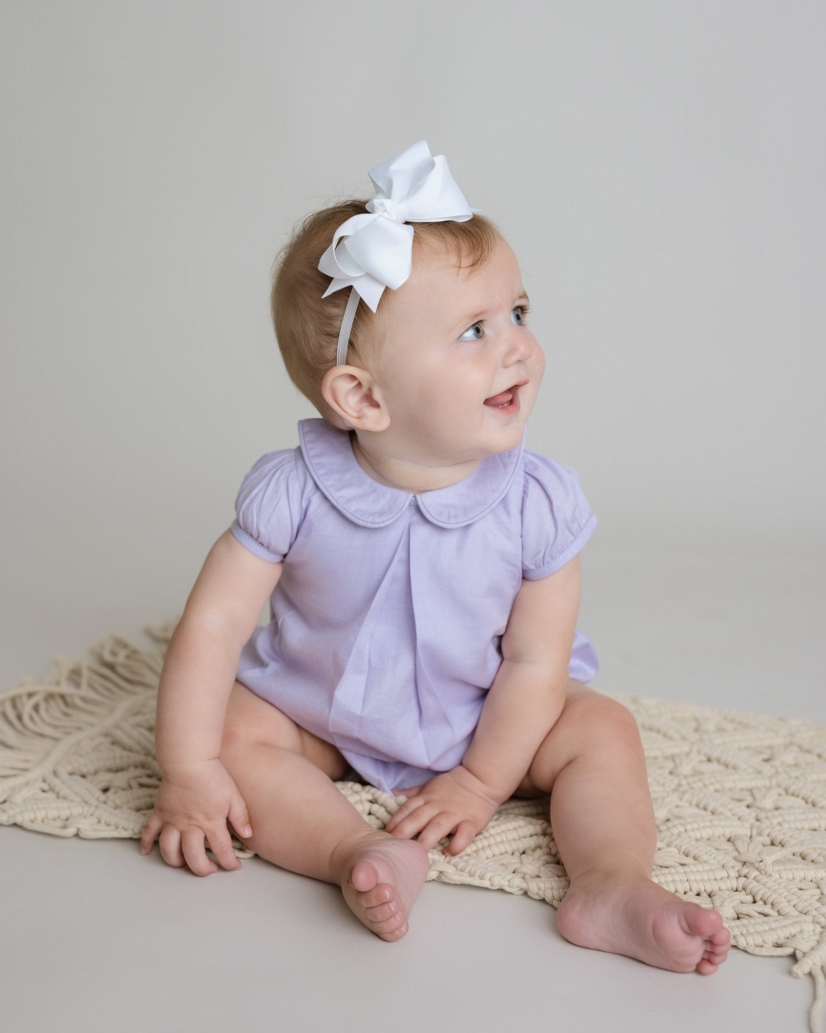 Baby Girl Elena Pima Pique Bubble Romper - Blissfully Lavender BoutiqueCuclie