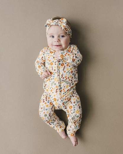 Baby Girl Fall Flowers Bamboo Headband - Blissfully Lavender BoutiqueLUCKY PANDA KIDS