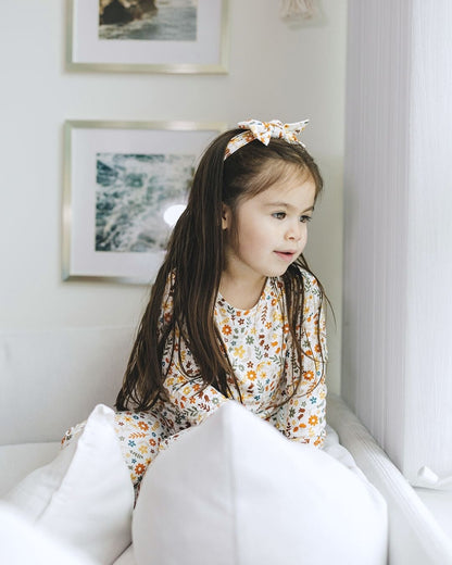 Baby Girl Fall Flowers Bamboo Headband - Blissfully Lavender BoutiqueLUCKY PANDA KIDS