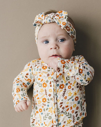 Baby Girl Fall Flowers Bamboo Headband - Blissfully Lavender BoutiqueLUCKY PANDA KIDS