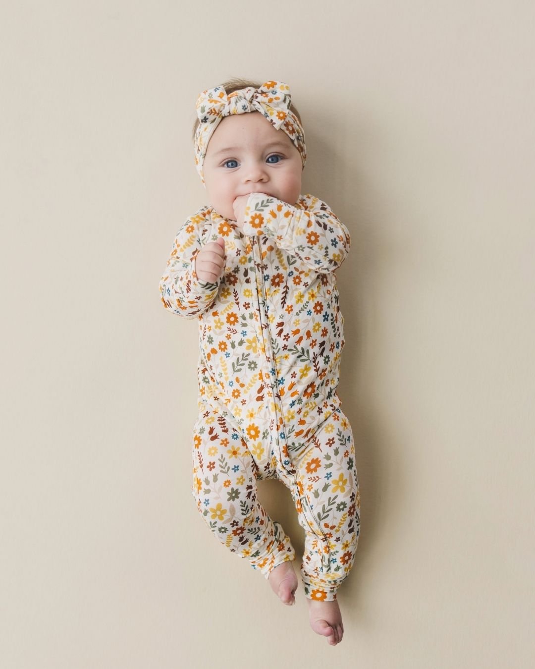 Baby Girl Fall Flowers Bamboo Headband - Blissfully Lavender BoutiqueLUCKY PANDA KIDS