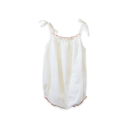 Baby Girl Off - white Eyelet Strap Romper - Blissfully Lavender BoutiqueBeet World