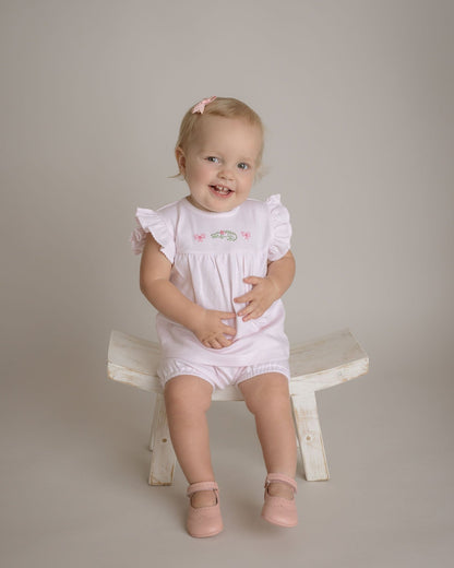 Baby Girl Pink Gator Pima Cotton Short Play Set - Blissfully Lavender BoutiqueCuclie