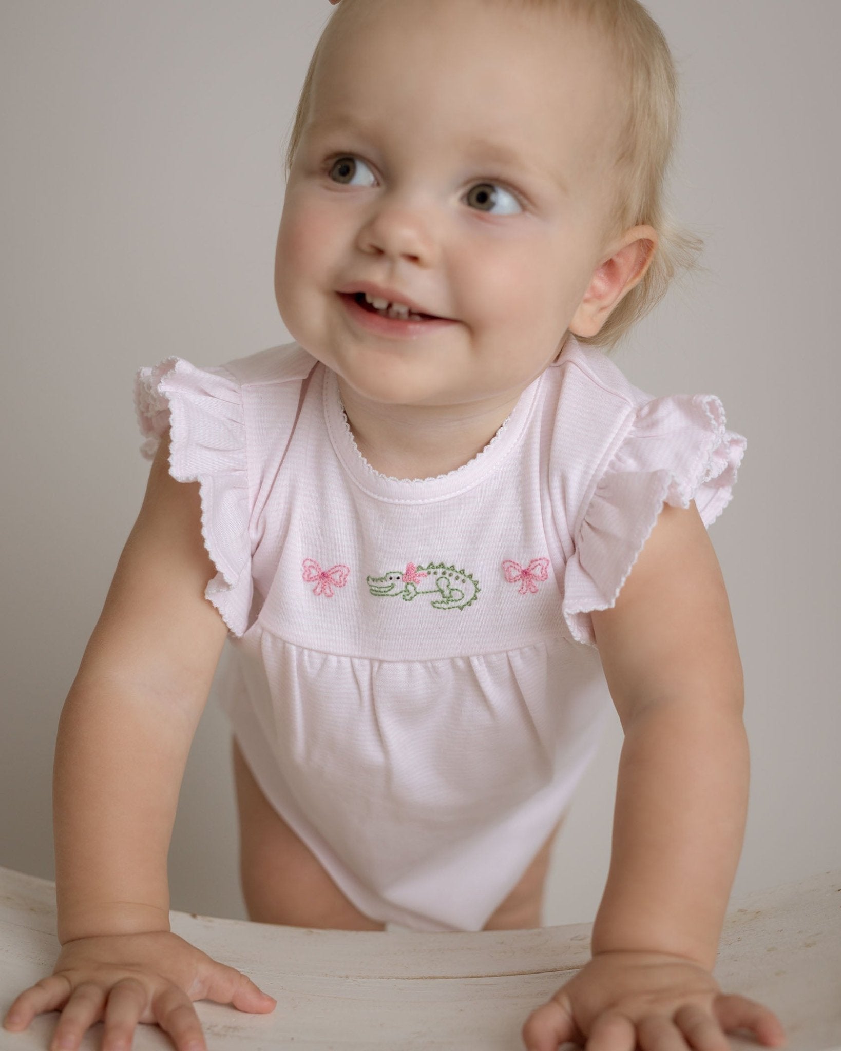 Baby Girl Pink Gator Pima Cotton Short Play Set - Blissfully Lavender BoutiqueCuclie