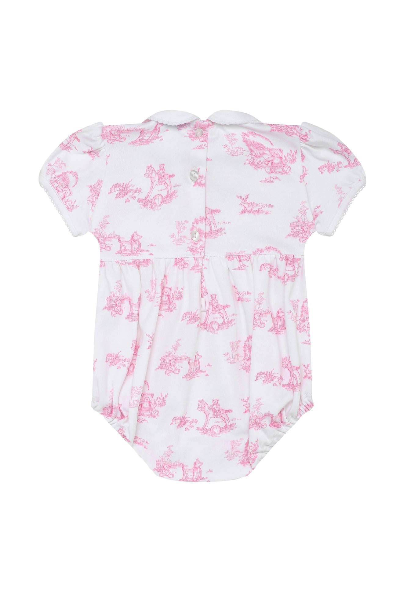 Baby Girl Pink Toile Pima Cotton Bubble - Blissfully Lavender BoutiqueNella Pima